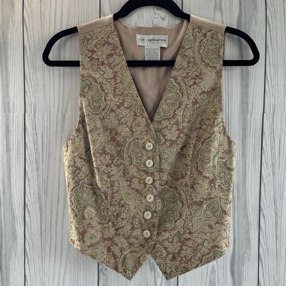Vintage Bohemian Liz Claiborne Tapestry Paisley Vest Size Small Women’s USA - Picture 1 of 7